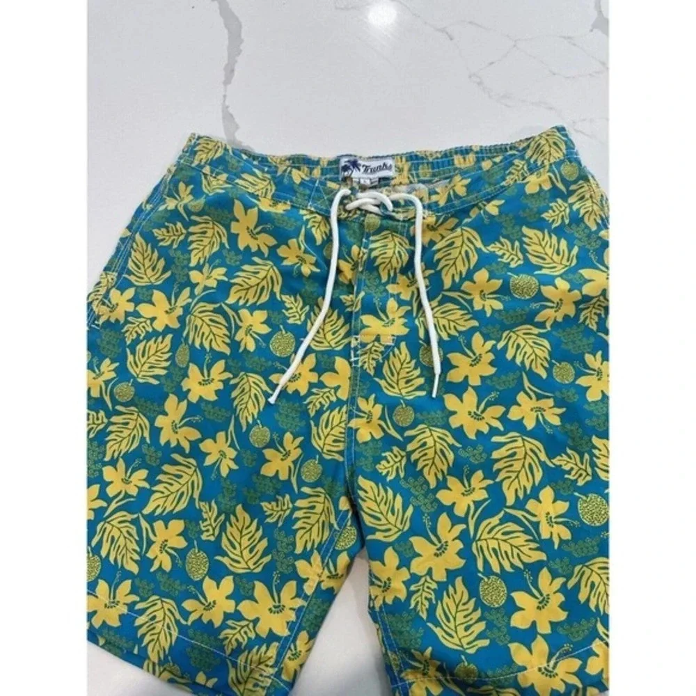 Trunks Surf & Swim Co. Men's Yellow & Teal Swim Trunks Shorts Size 34‎ F0298